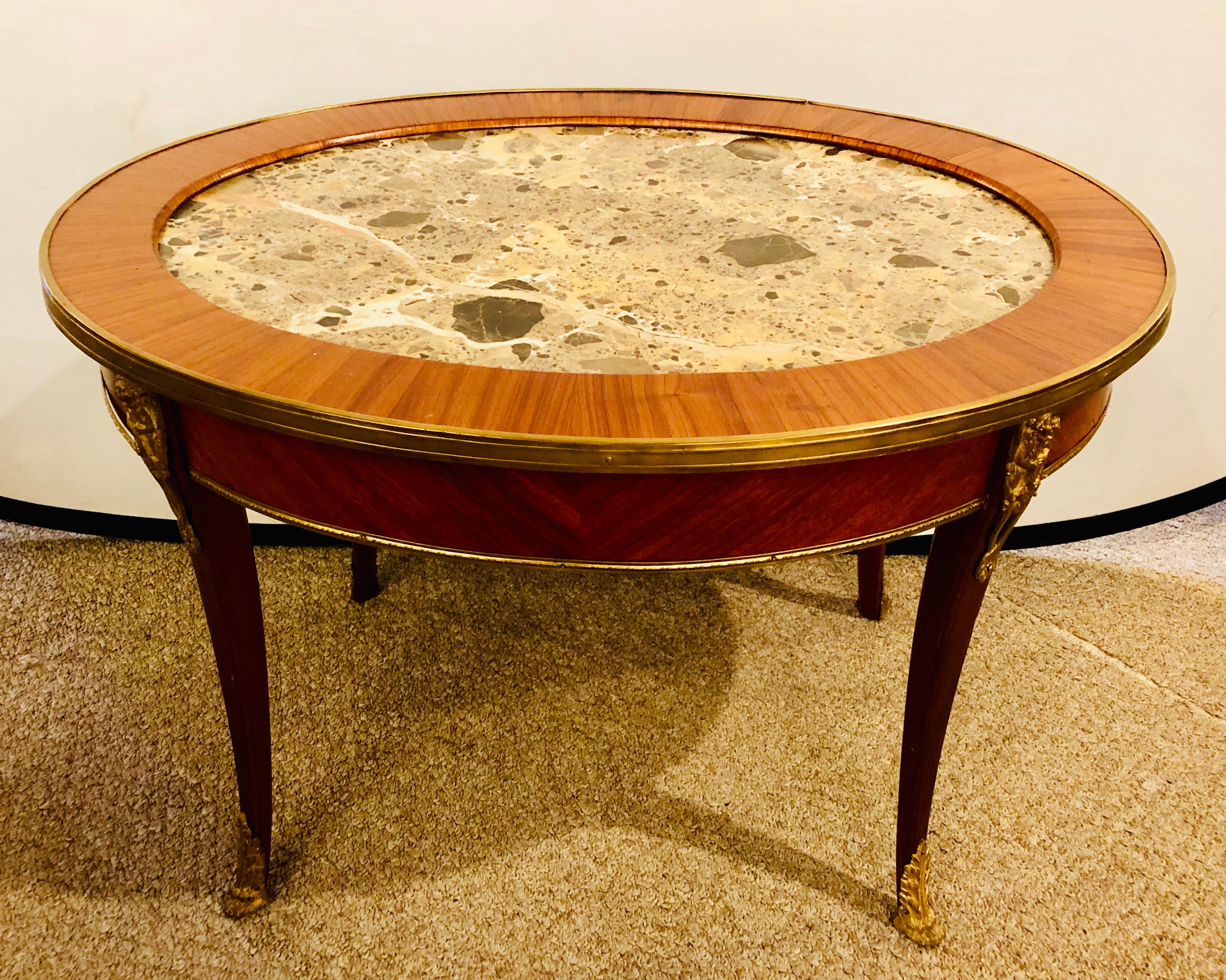 20th Century 1920s Louis XVI Style Coffee or Low Table Walnut and Marble