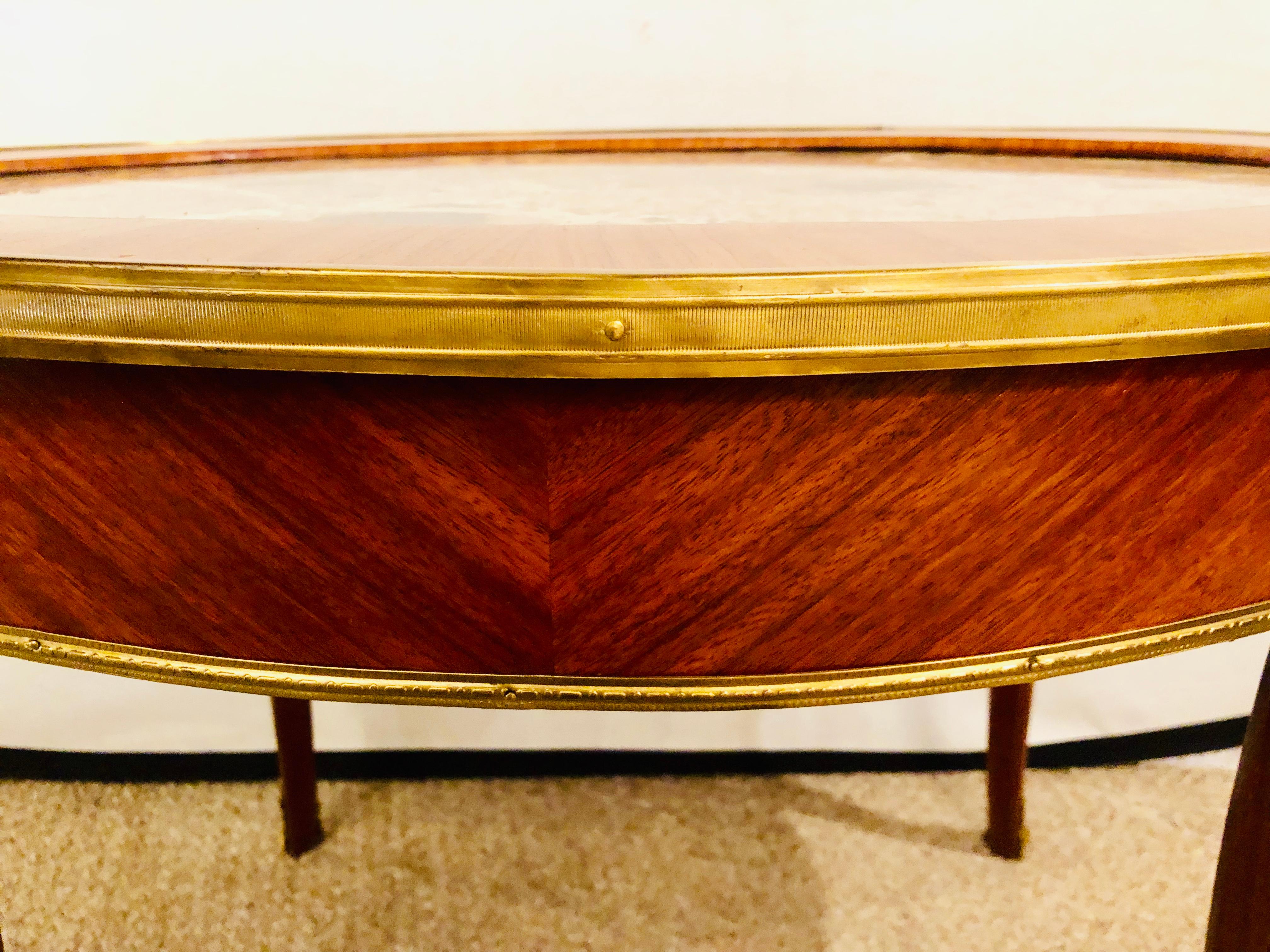 1920s Louis XVI Style Coffee or Low Table Walnut and Marble 2