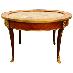 1920s Louis XVI Style Coffee or Low Table Walnut and Marble