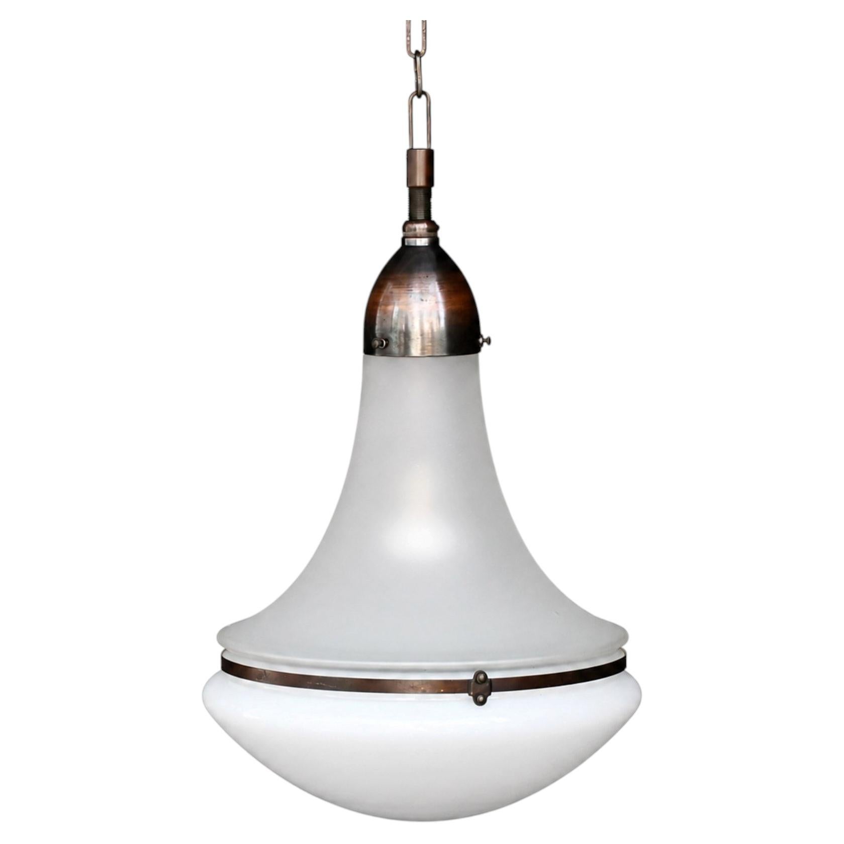 Lampada a sospensione Luzette degli anni '20, disegnata da Peter Behrens per Siemens & Schukert