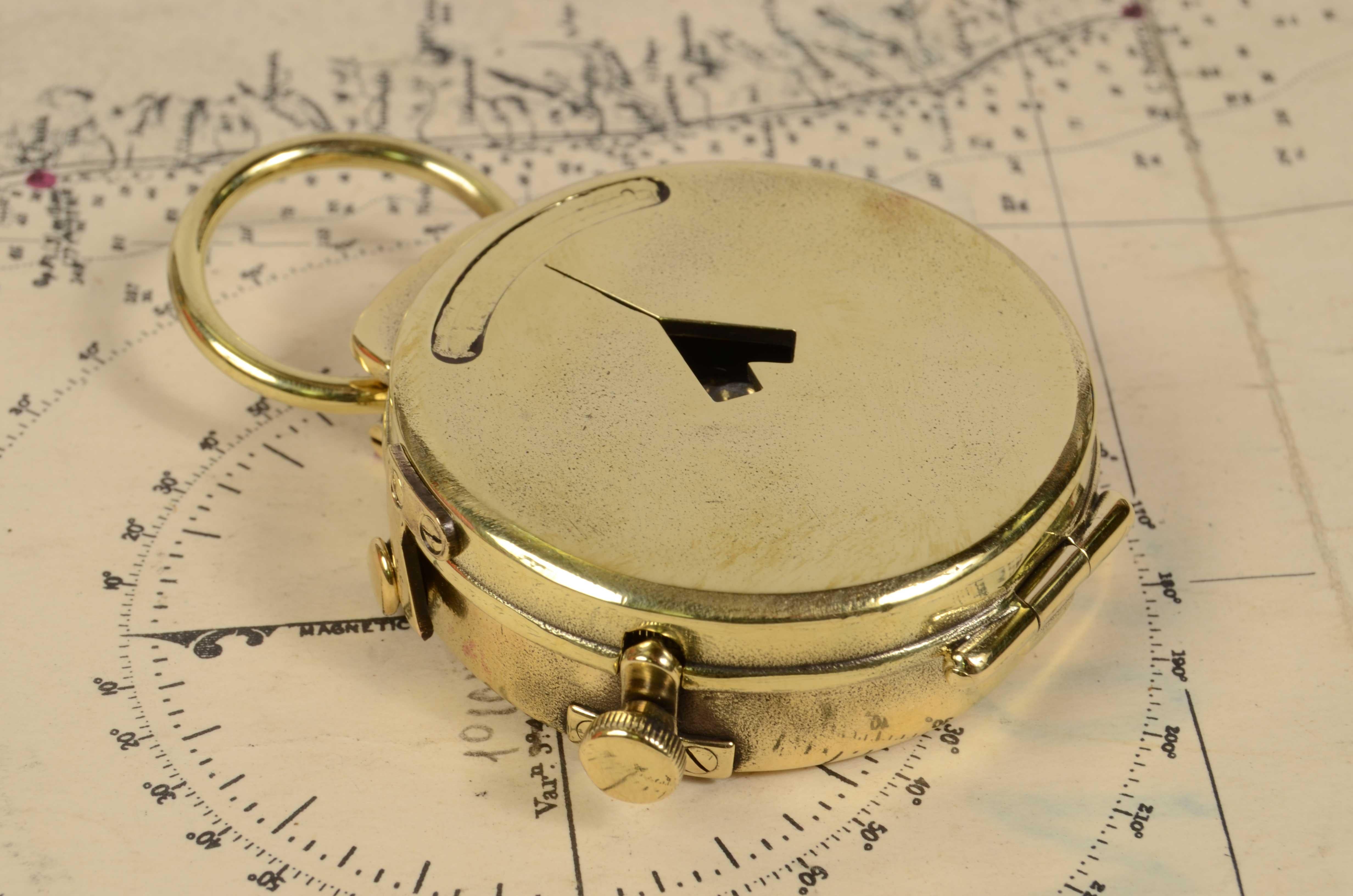 1920s Magnetic Brass Pocket Compass U.S Engineer Corps Antique Suveryor Tool 5
