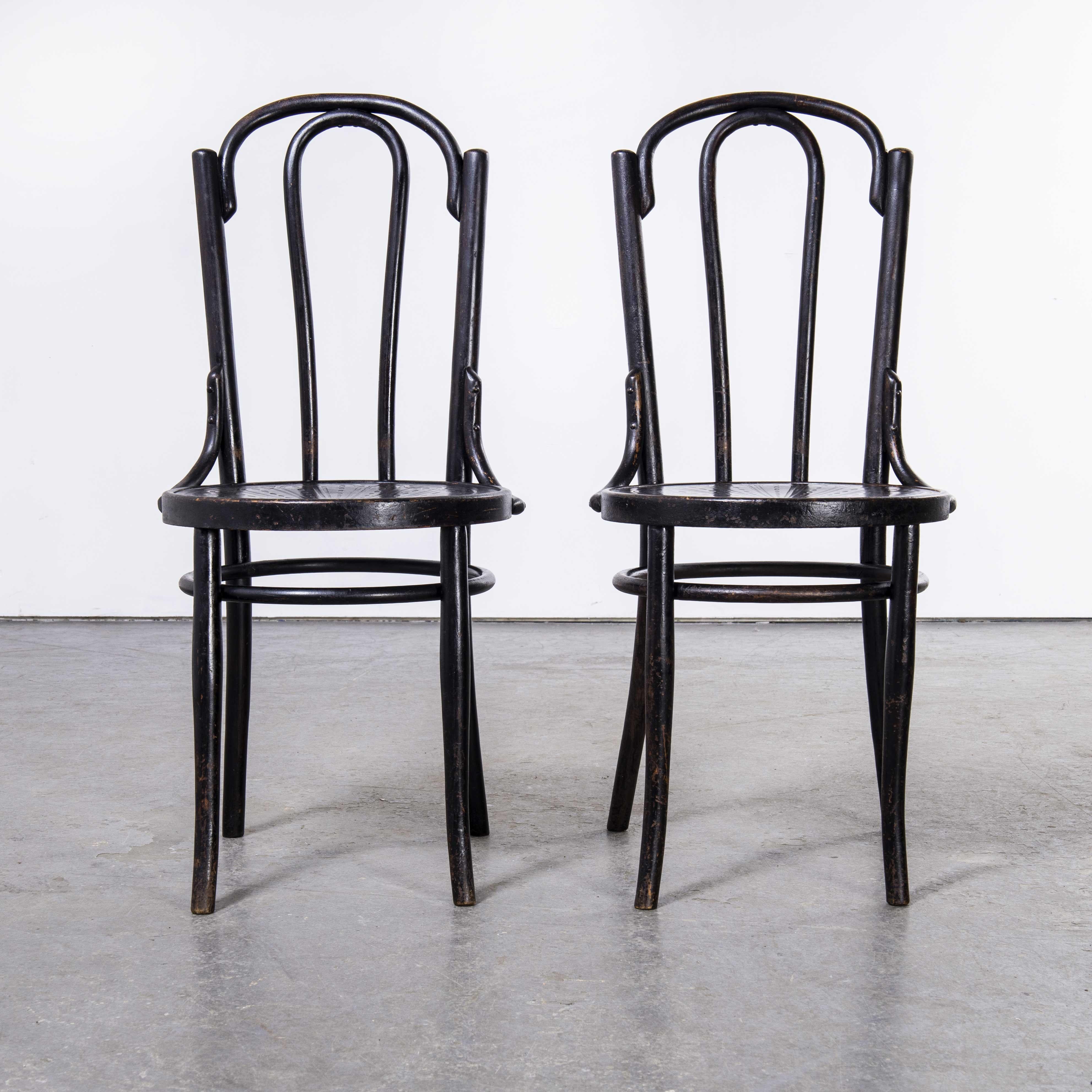 1920's Mahieu Dark Bentwood Hoop Dining Chairs, Pair In Good Condition In Hook, Hampshire