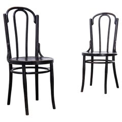 1920's Mahieu Dark Bentwood Hoop Dining Chairs, Pair