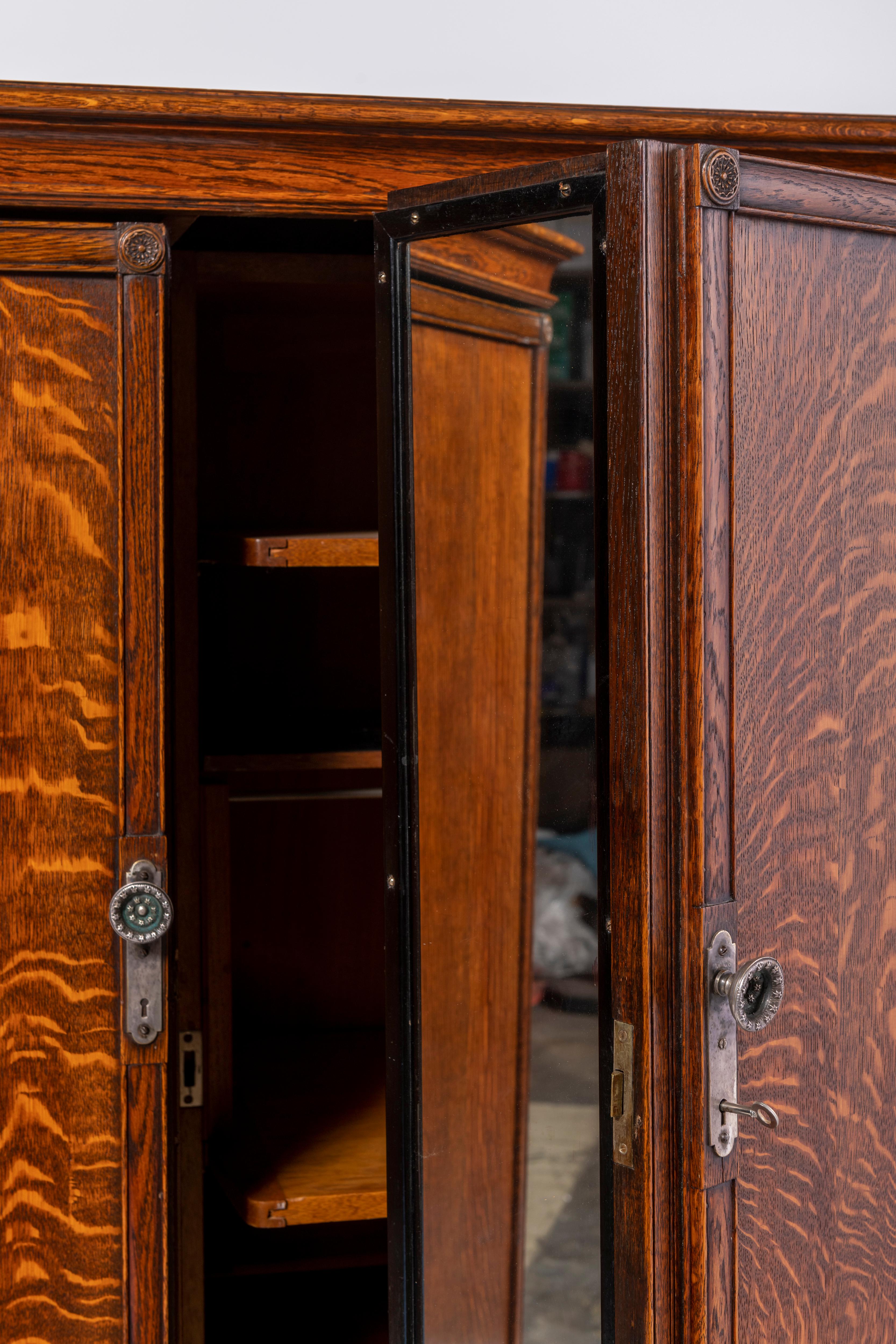 1920s, Mahogany and Oak Compactom Ltd Gentleman's Wardrobe For Sale 7