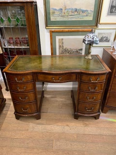 1920's Mahogany Serpentine Bow-Shaped Pedestal Desk