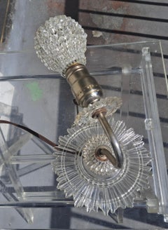 1920's Majestic Art Deco Cut Art Glass Sunburst Wall Sconce w/ Cut Crystal Shade