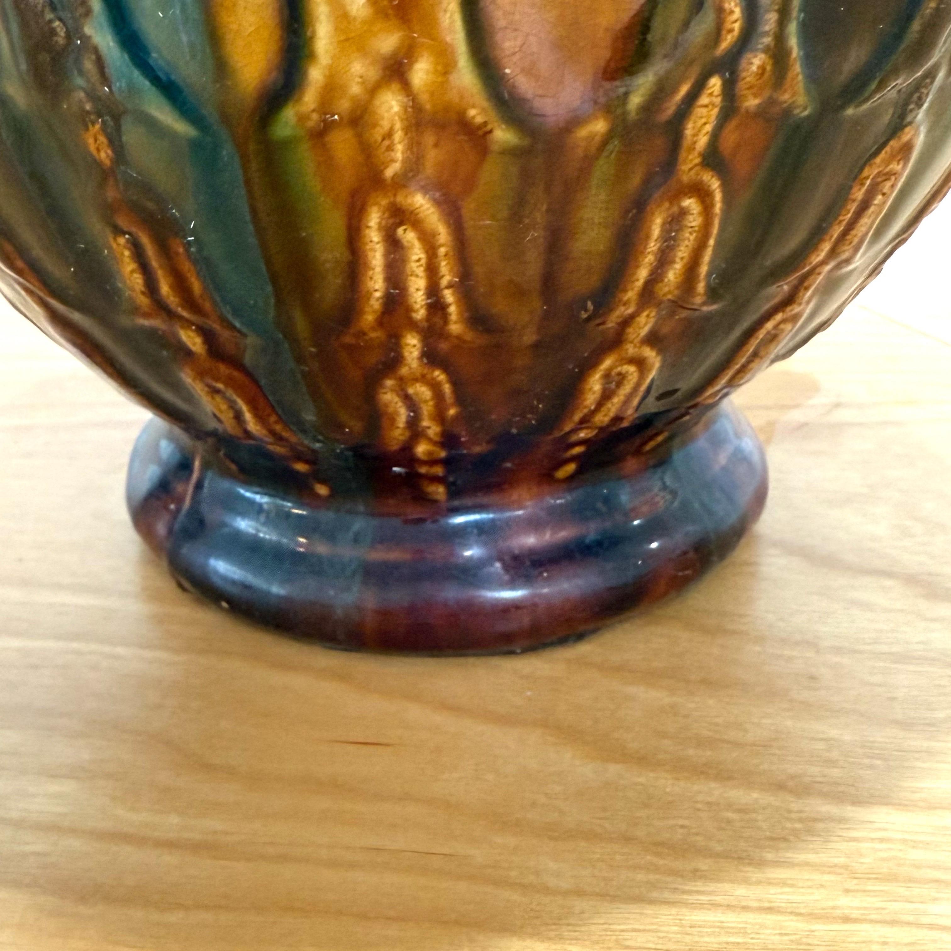 Jardiniere en majolique Brush Mccoy Blended Glaze des années 1920 Bon état - En vente à Charleston, SC
