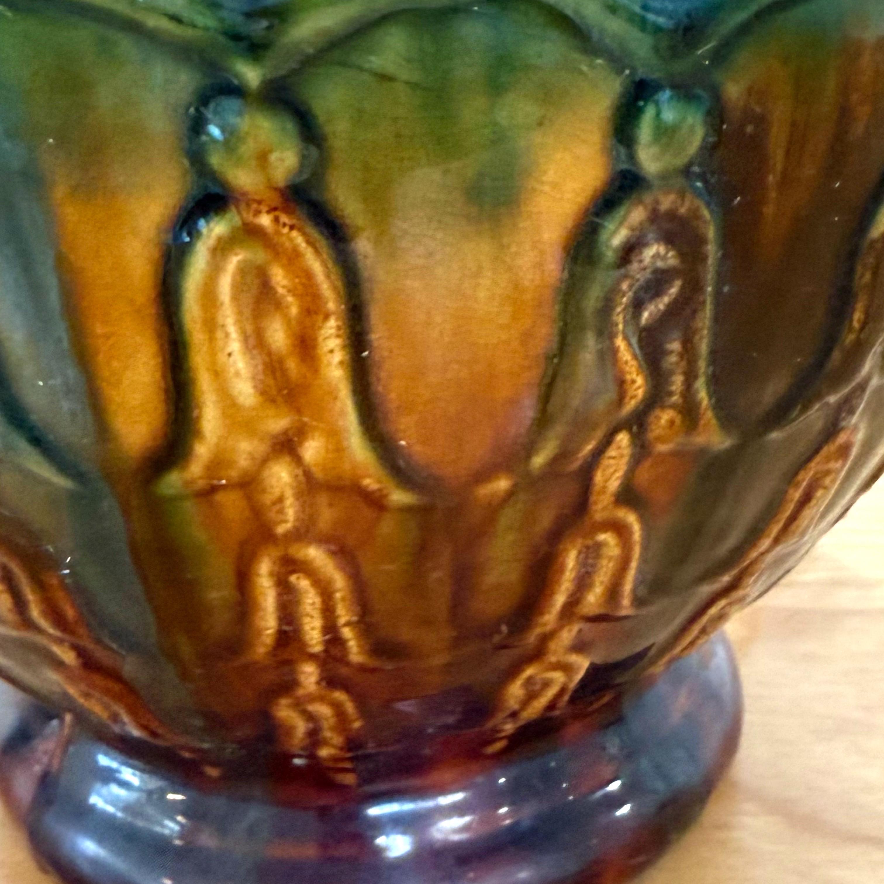 Début du 20ème siècle Jardiniere en majolique Brush Mccoy Blended Glaze des années 1920 en vente