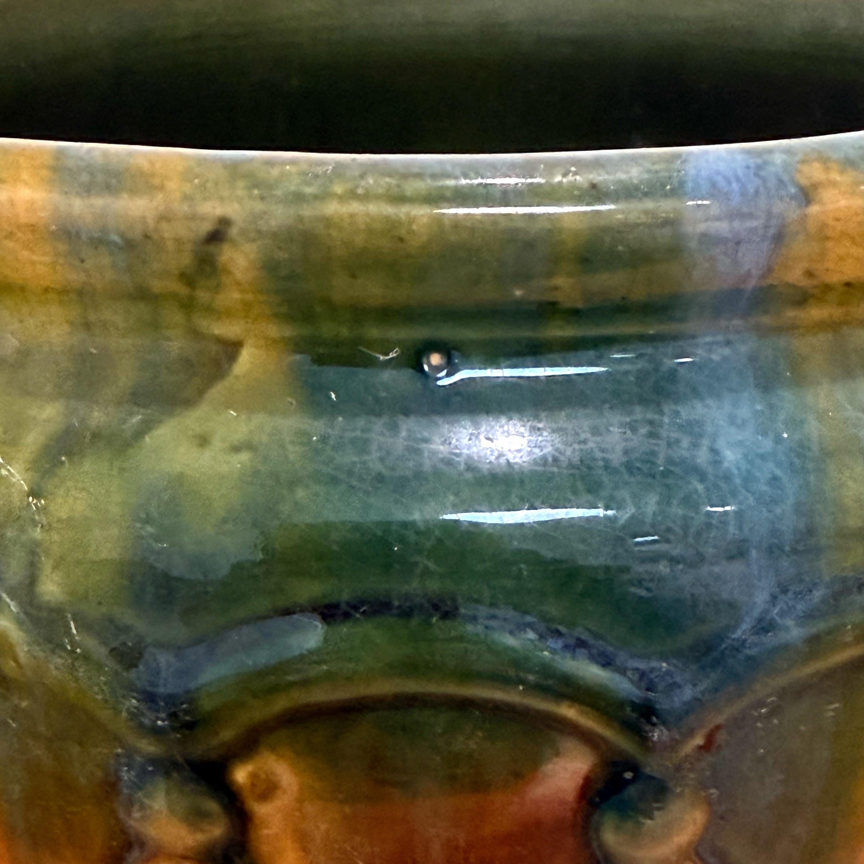 Majolique Jardiniere en majolique Brush Mccoy Blended Glaze des années 1920 en vente