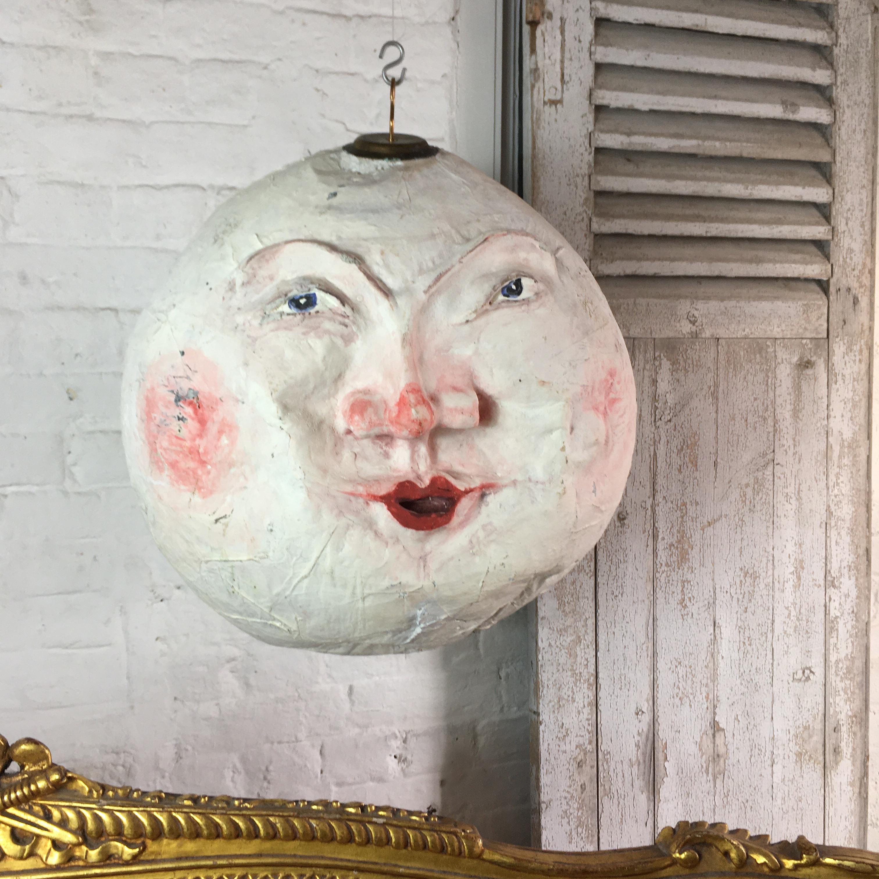 Hand-Crafted 1920s 'Man In The Moon' Papier Mâché Stage Prop