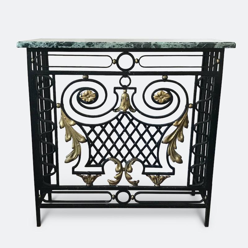 Art Deco 1920s Marble and Gilt Metal Console / Radiator Cover