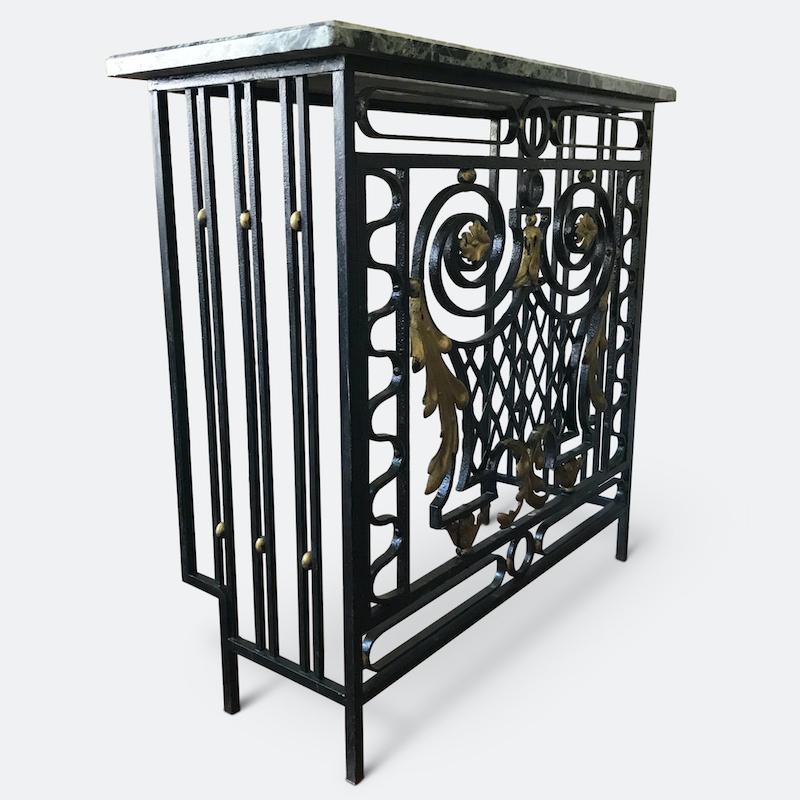1920s Marble and Gilt Metal Console / Radiator Cover In Good Condition In CA, CA