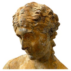 1920s Marble Powder Sculpture of a Bust of a Water Lily