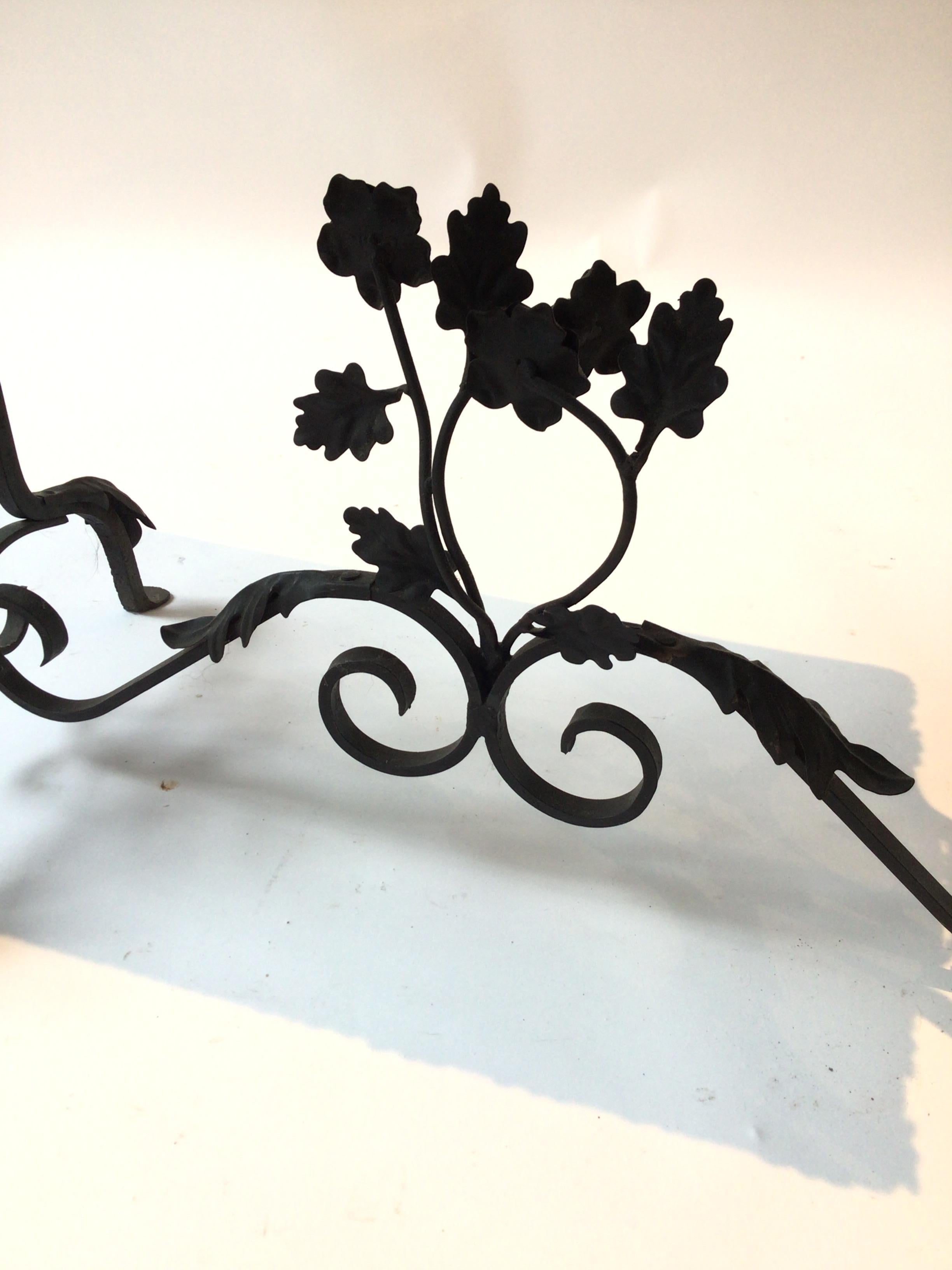 1920s Marble Top Floral Wrought Iron Side Table 4