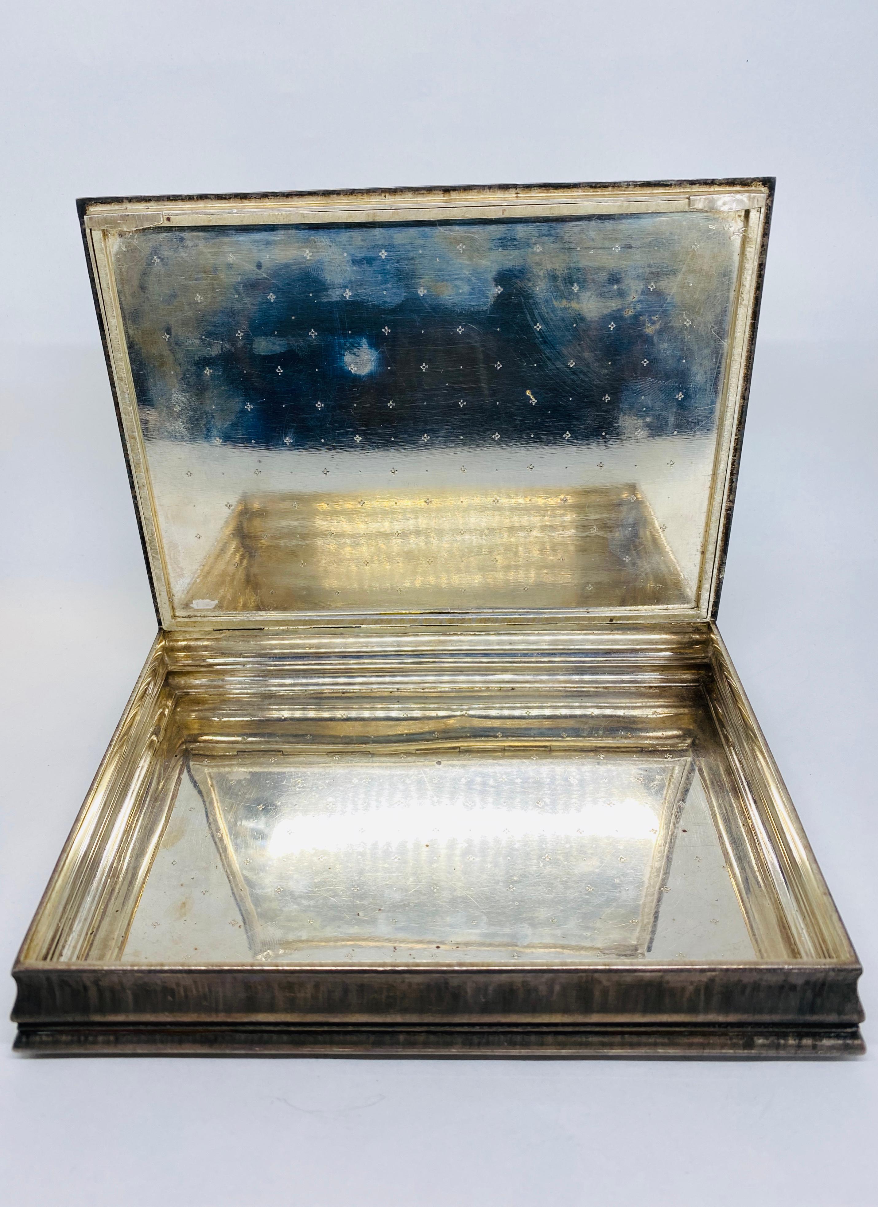 1920s MARIO Buccellati Italian Silver and Crystal Handmade Decorative Table Box  2