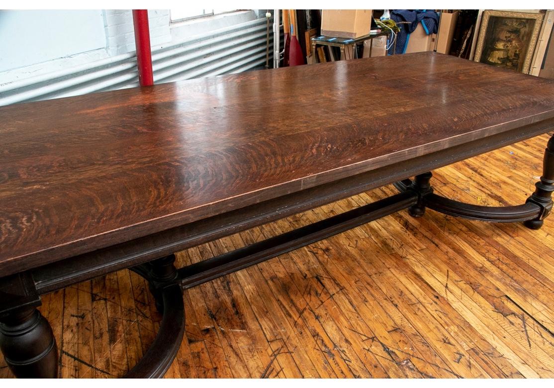 1920’s Massive Jacobean Style Oak Banquet Table In Good Condition In Bridgeport, CT