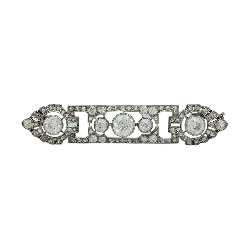 Women's or Men's 1920s Mauboussin Art Deco Diamond Platinum Brooch