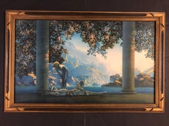 1920s Maxfield Parrish "Daybreak" Figurative Lithograph Print in Wood Frame