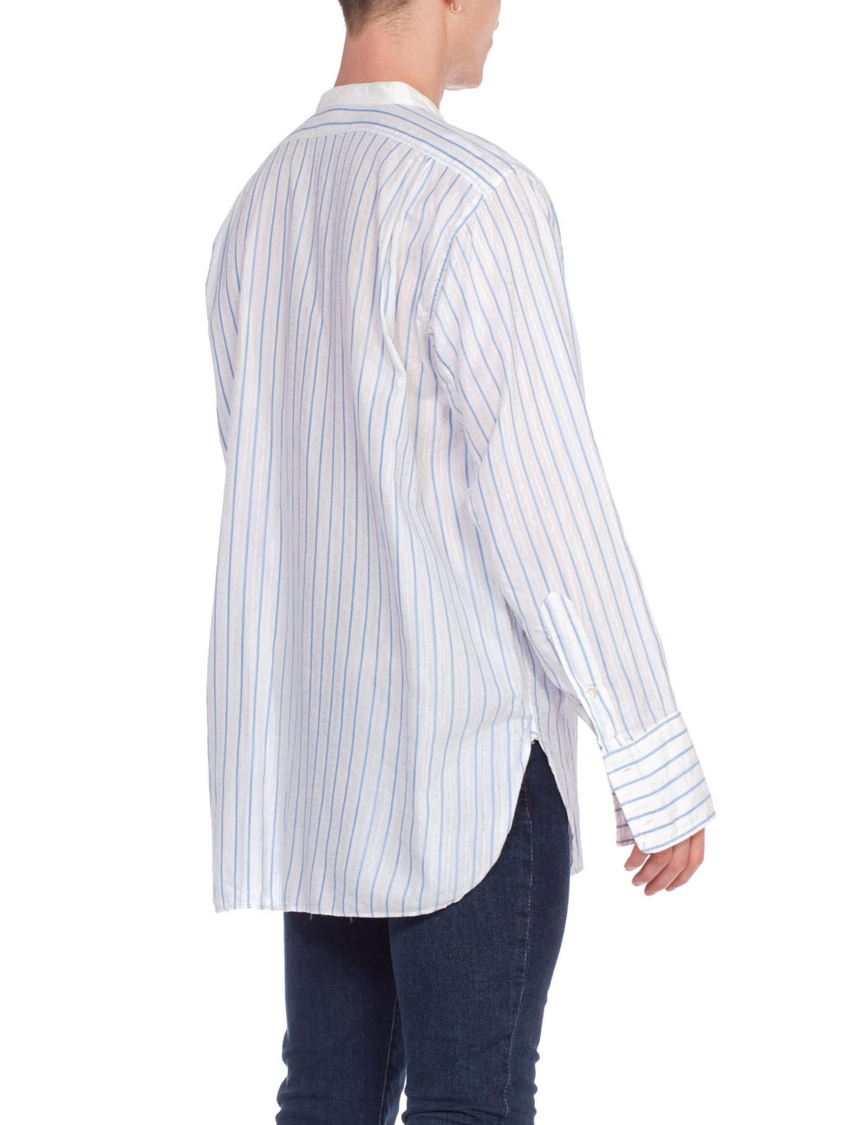 1920's Mens Edwardian French Cuff Pinstripe Shirt  In Excellent Condition In New York, NY