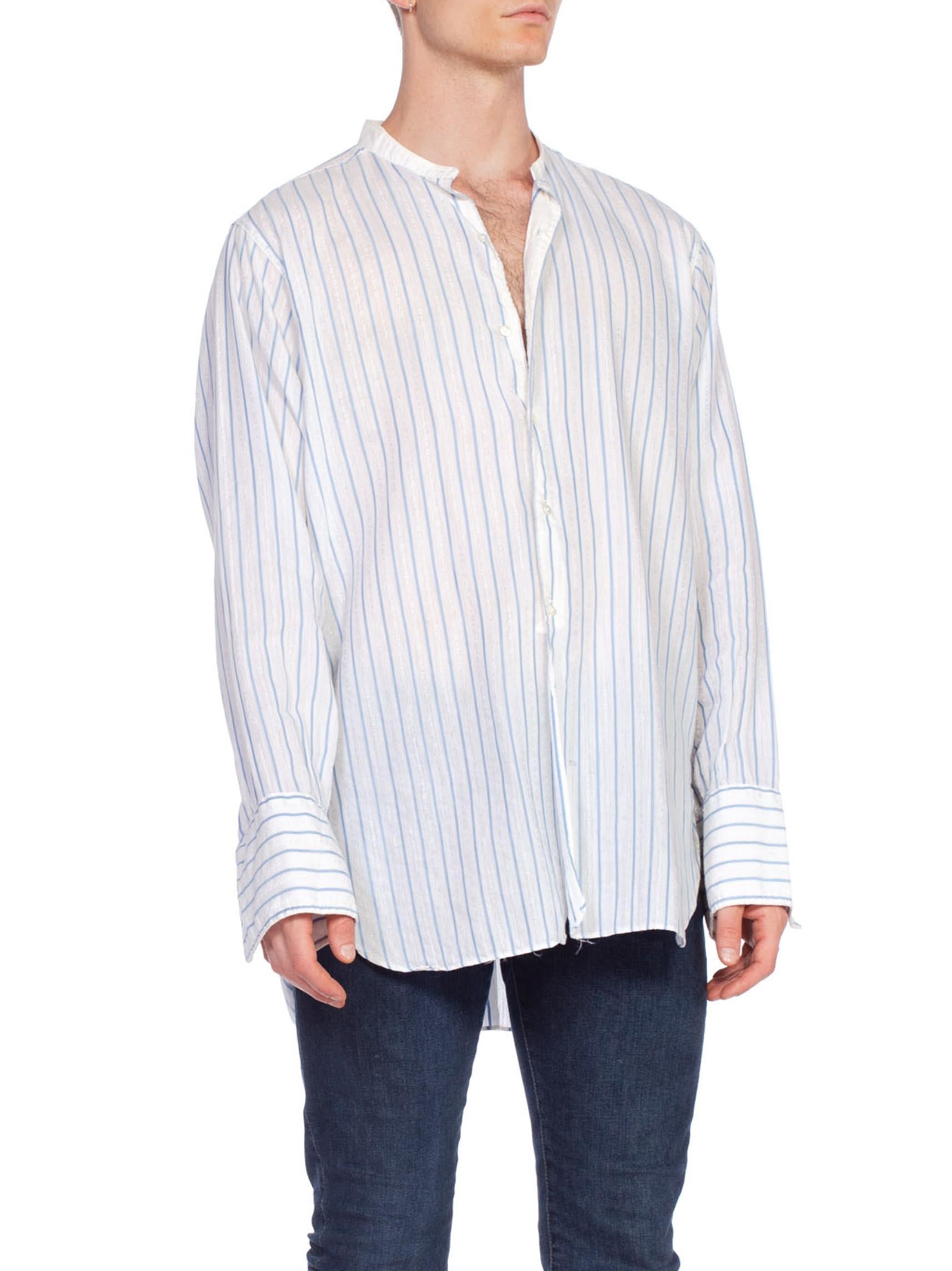 Men's 1920's Mens Edwardian French Cuff Pinstripe Shirt 