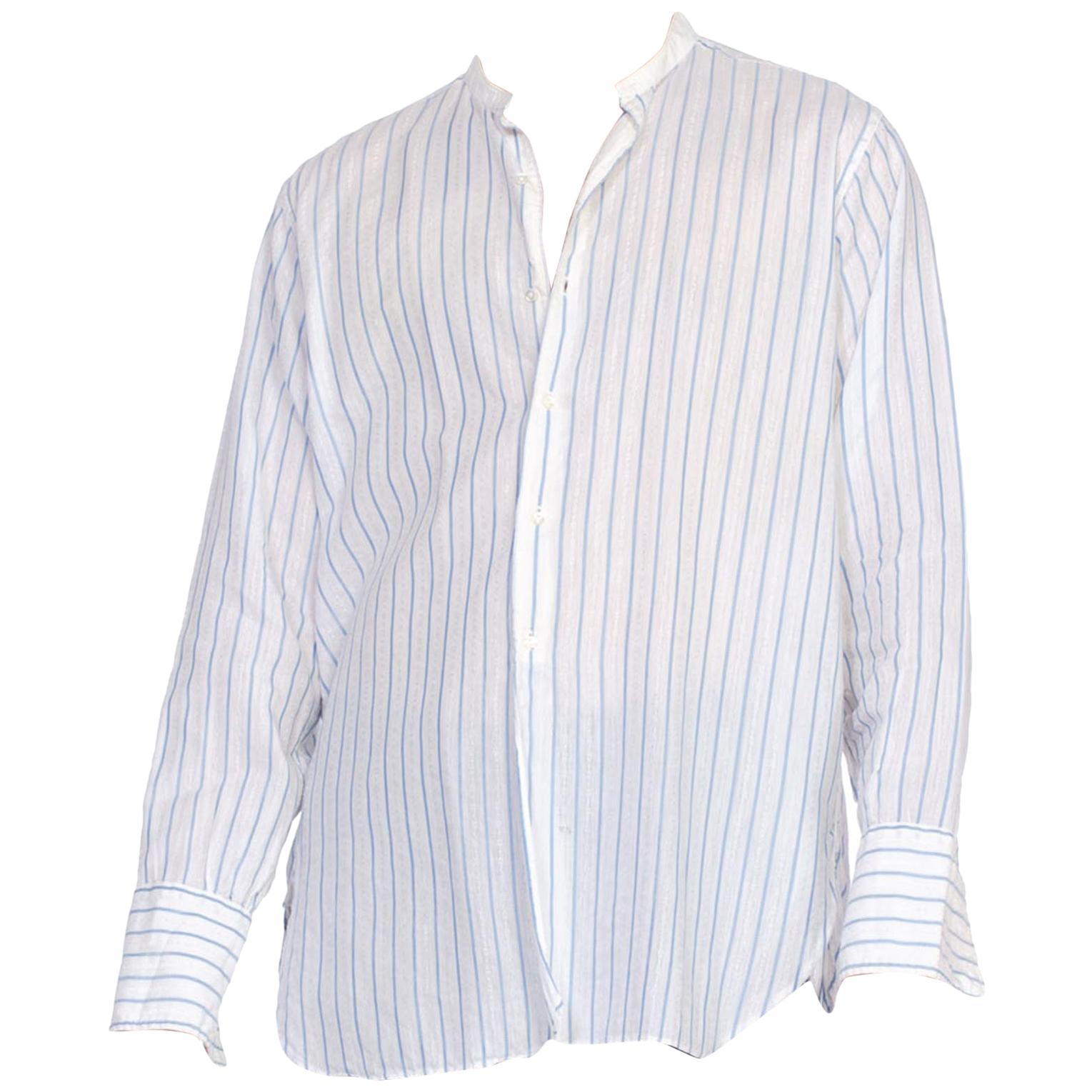 1920's Mens Edwardian French Cuff Pinstripe Shirt 