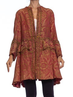 1920S Men's Rayon & Cotton Raoul Dufy Poiret Style Art Deco Brocade Frock Coat