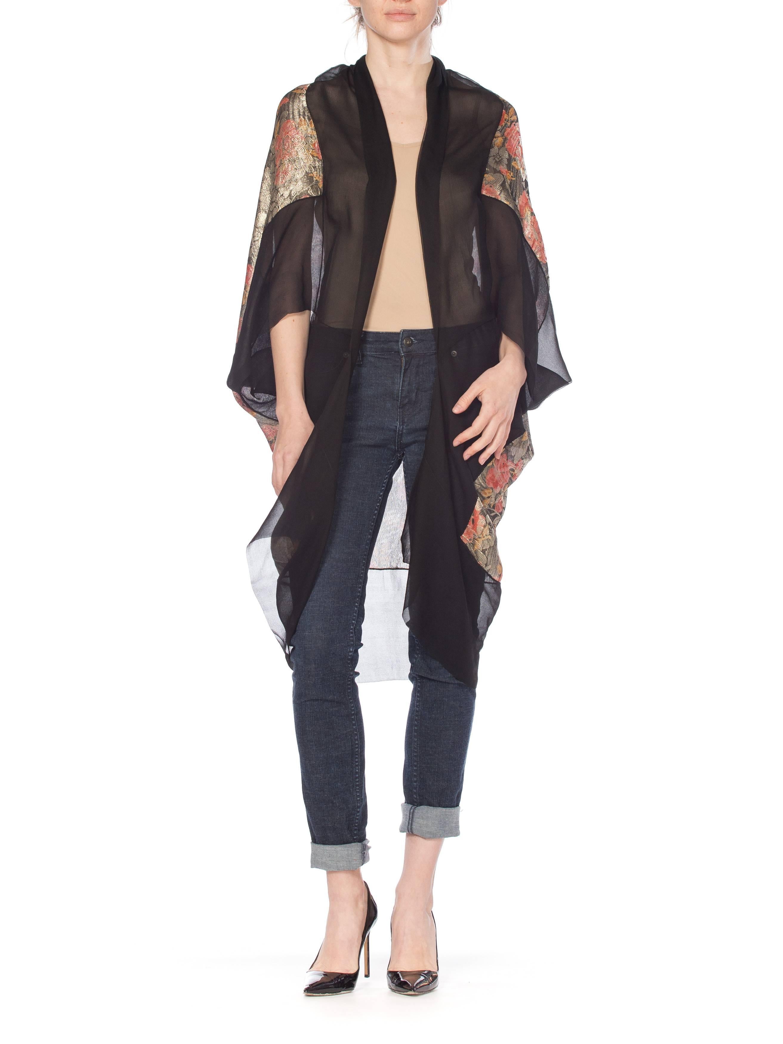 1920s Metal Lamé & Chiffon Cocoon Kimono 11