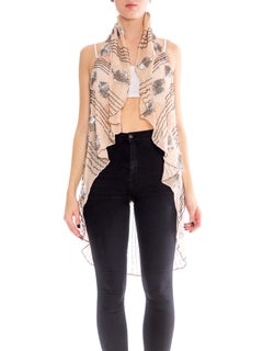 MORPHEW COLLECTION Blush Pink Silk Chiffon Scarf With Metallic Silver Sequins &