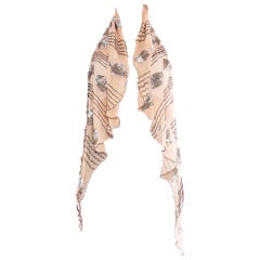 MORPHEW COLLECTION Blush Pink Silk Chiffon Scarf With Metallic Silver Sequins &