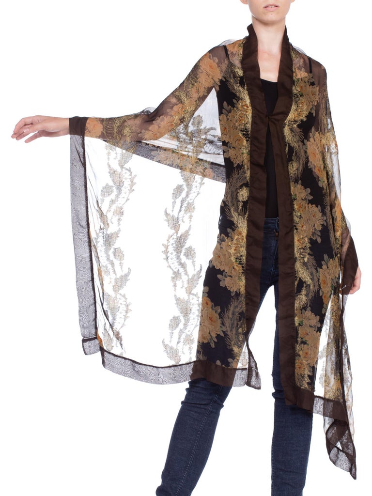 1920's Metallic Gold Lame and Chiffon Evening Scarf at 1stDibs gold