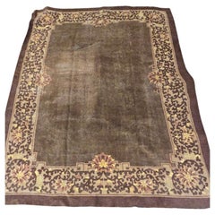 1920s Minimal Chocolate brown Art Deco Nichols Chinese Rug 9x11