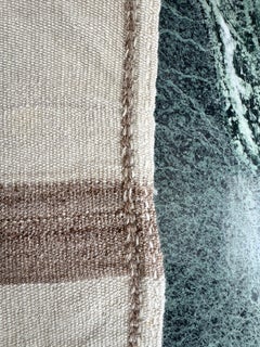 1920s Minimalist Striped Cream and Brown Taurus Mountain Kilim in Silky Angora