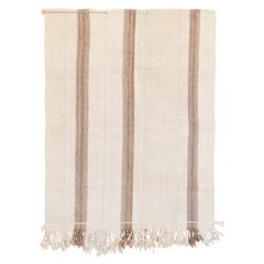 1920s Minimalist Striped Cream and Brown Taurus Mountain Kilim in Silky Angora