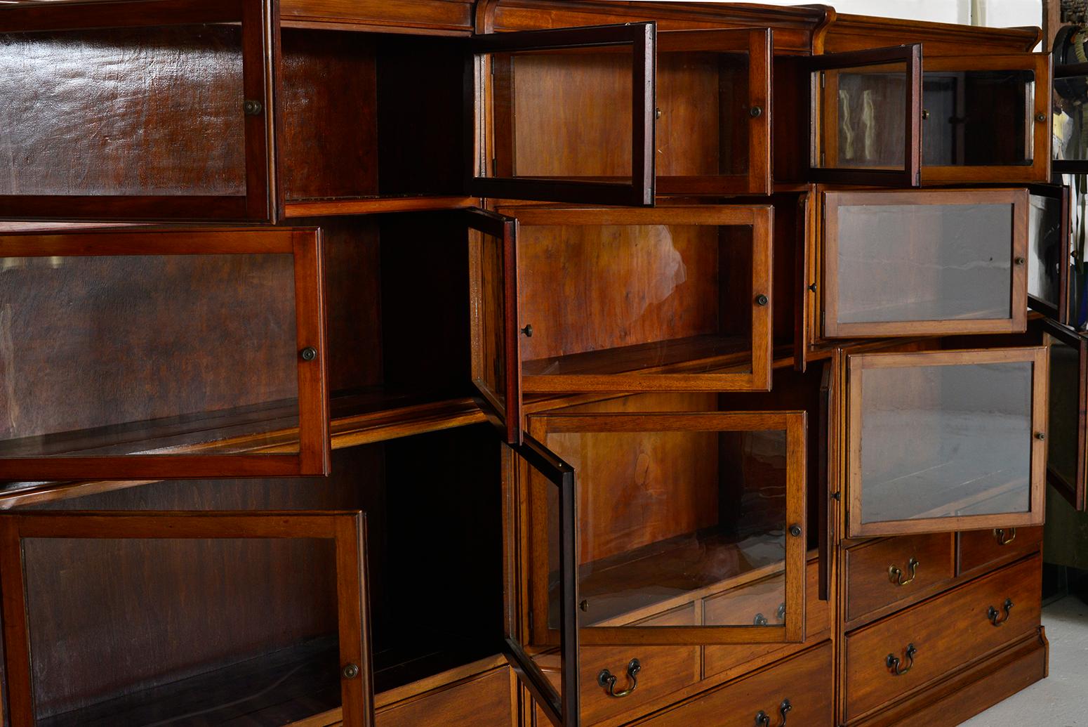 1920s Minty Barristers Modular Mahogany Library Bookcases Drawers Cabinets 1