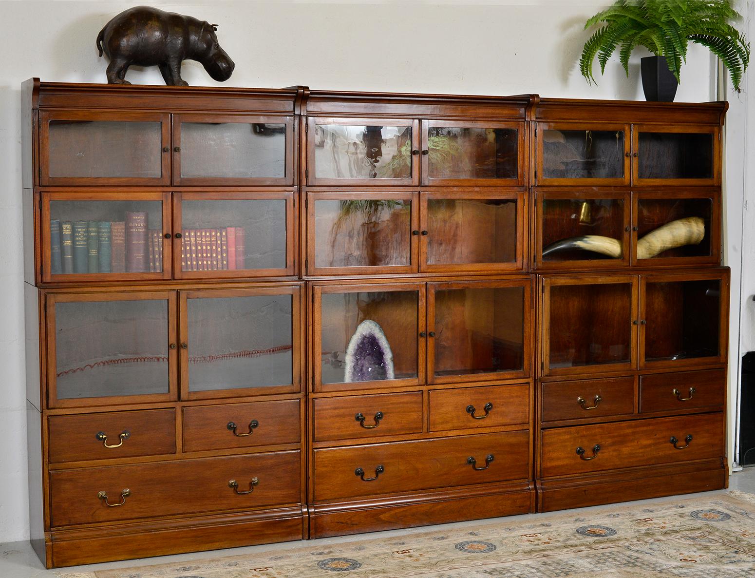 1920s Minty Barristers Modular Mahogany Library Bookcases Drawers Cabinets In Good Condition In Sherborne, Dorset