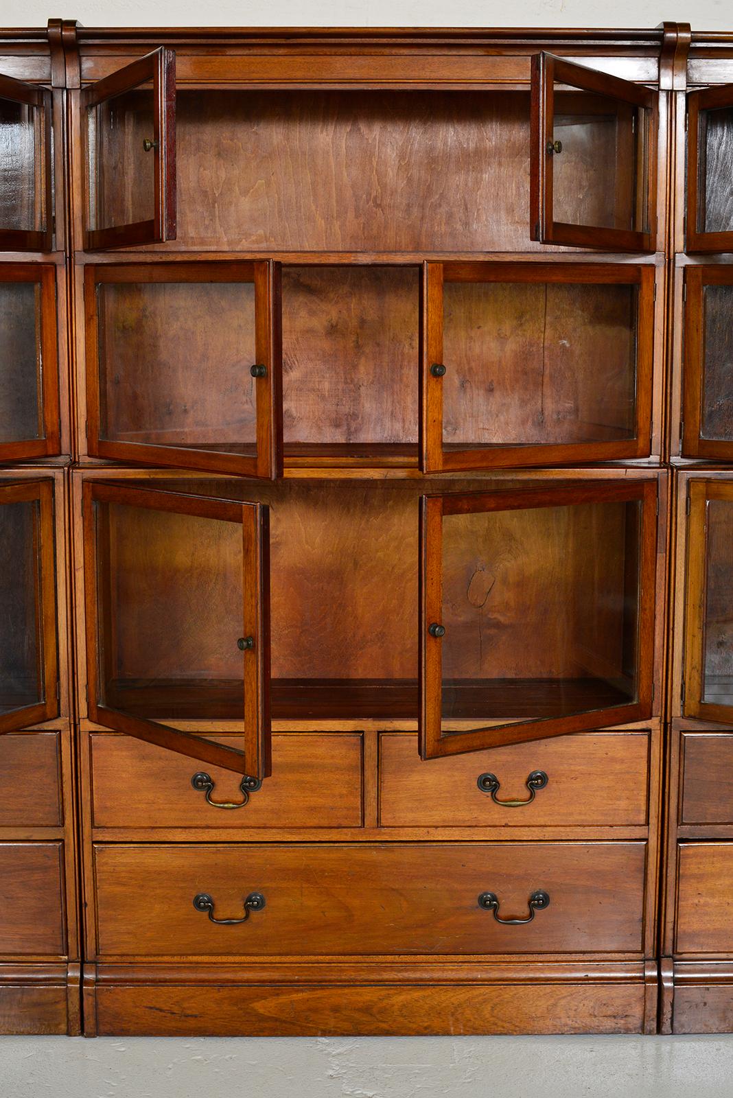 1920s Minty Barristers Modular Mahogany Library Bookcases Drawers Cabinets 2