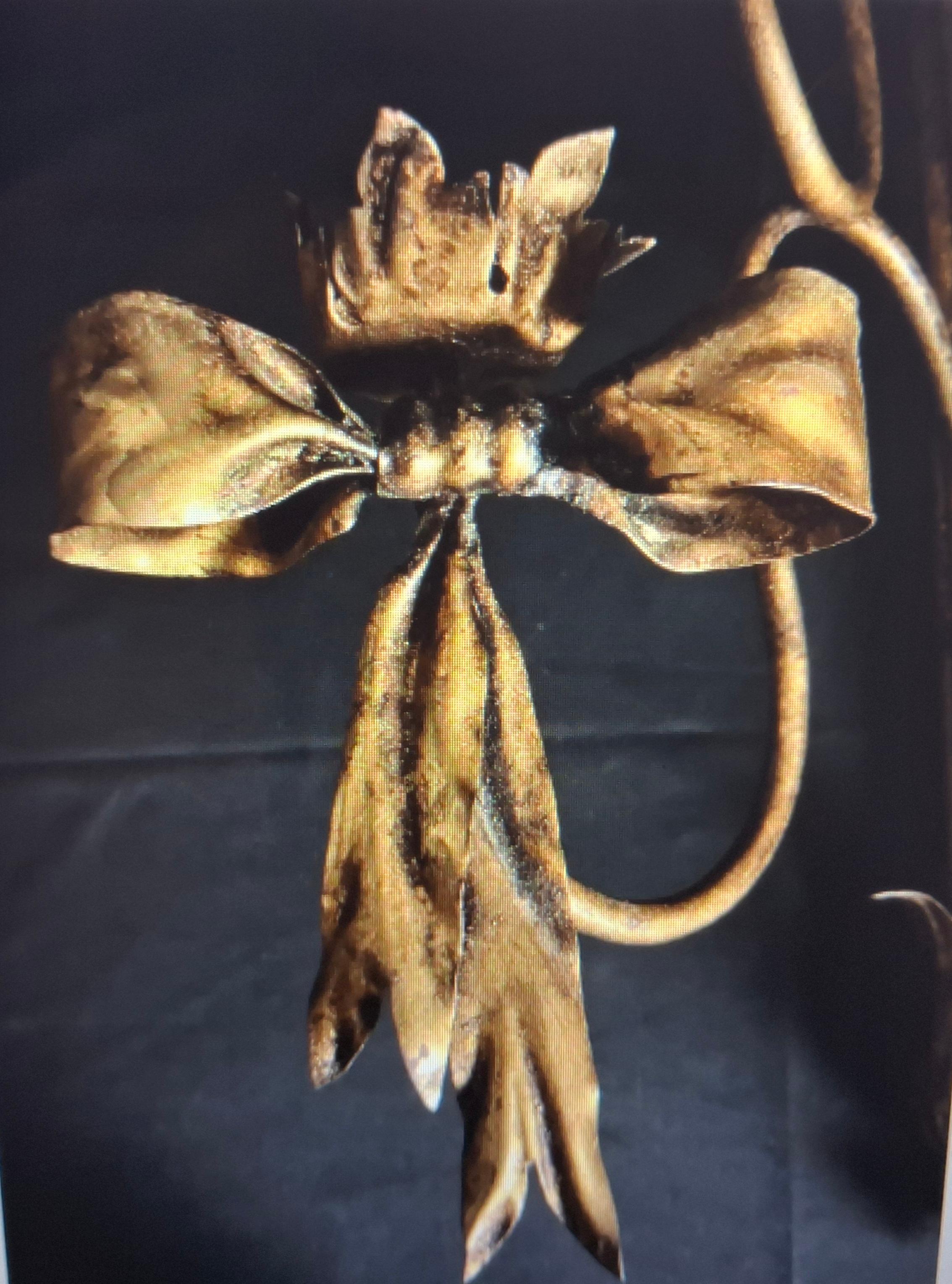 Aplique de Pared Monumental Hollywood Regency de Hierro Dorado/Lama de Topo de los Años 20 - Original en venta 1