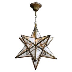 1920’s Moravian Glass French Star Pendant Ceiling Light