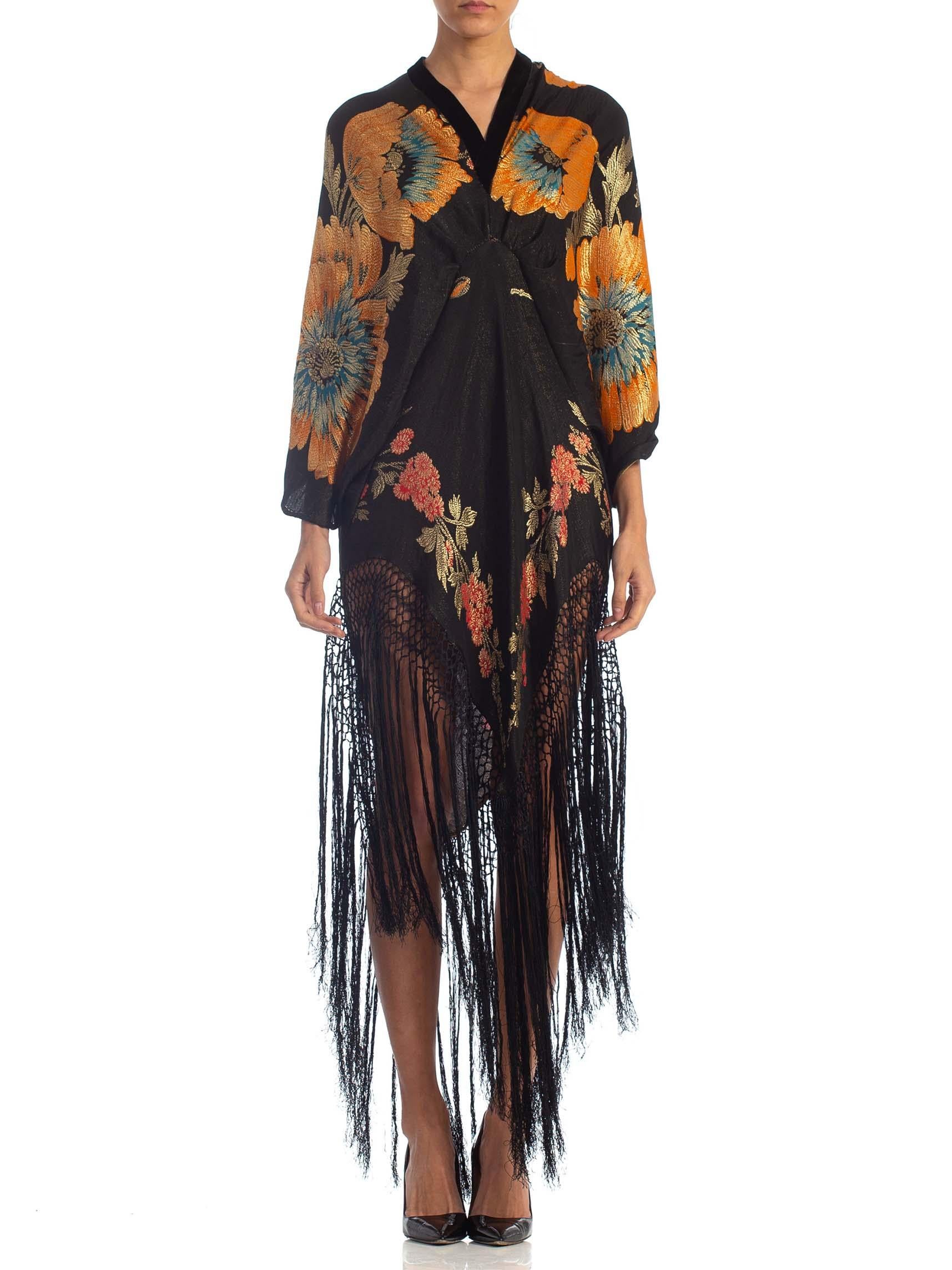 MORPHEW COLLECTION Floral Gold Lamé Silk Tunic Dress With Fringe
MORPHEW COLLECTION is made entirely by hand in our NYC Ateliér of rare antique materials sourced from around the globe. Our sustainable vintage materials represent over a century of