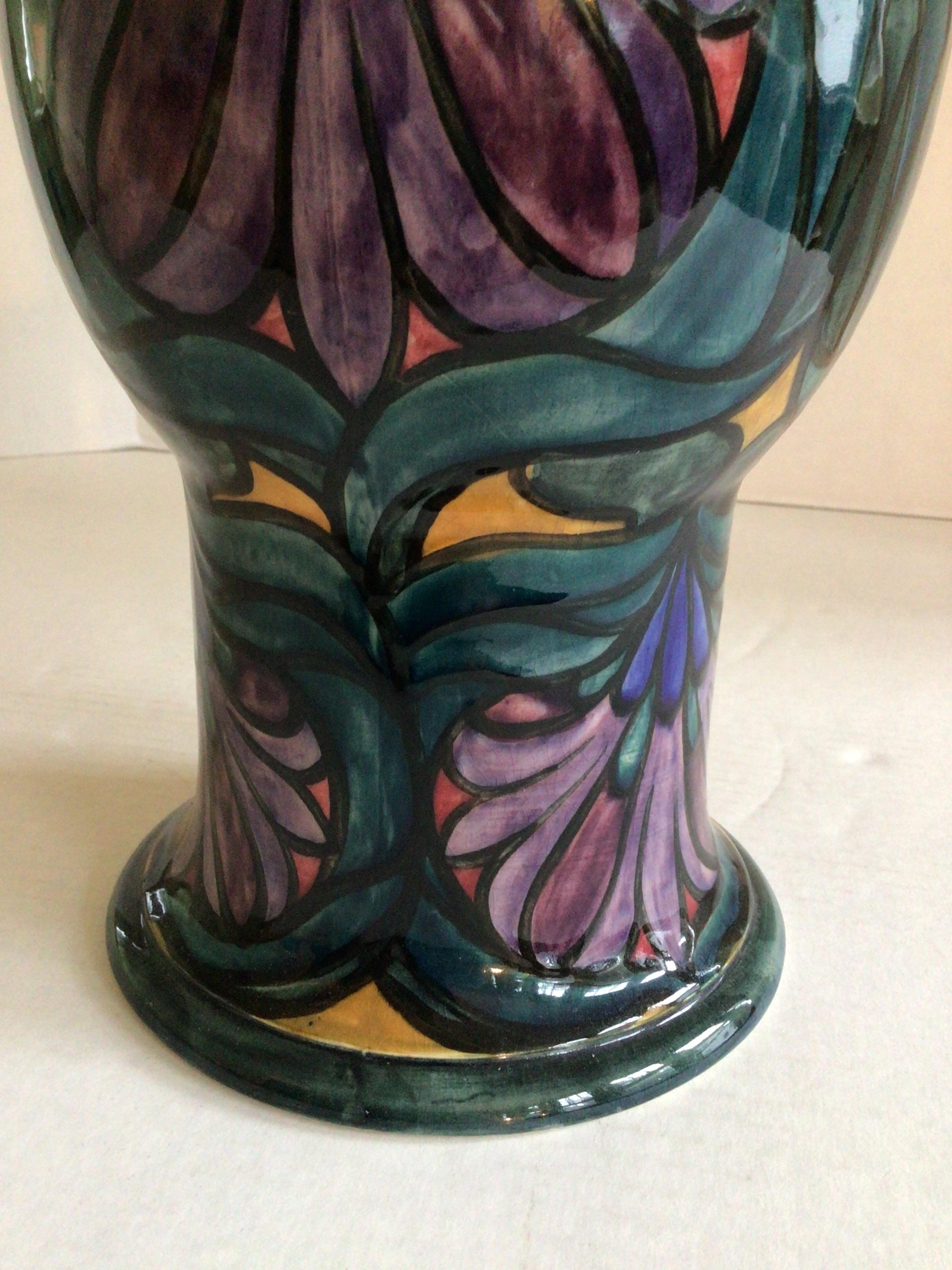 Early 20th Century 1920s Morrisware Painted Ceramic Vase For Sale