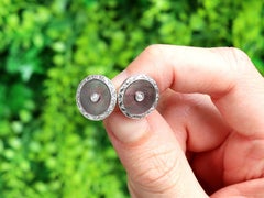 1920s Mother of Pearl and Diamond Yellow Gold Cufflinks