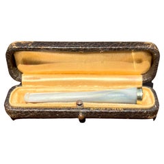 1920s Mother of Pearl and Gold Cigarette Holder with Case