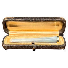 Antique 1920s Mother of Pearl and Gold Cigarette Holder with Case