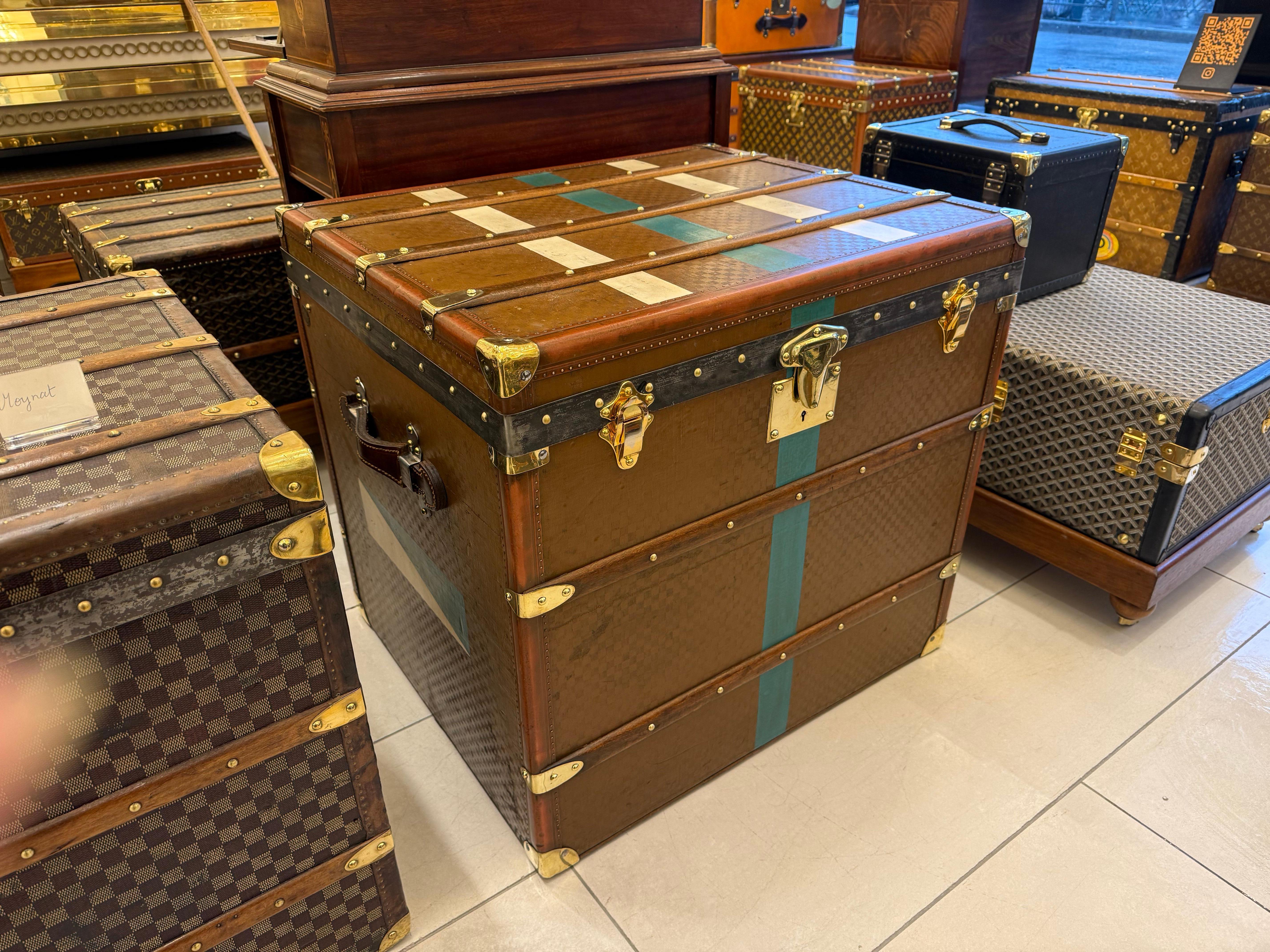 Baule Moynat degli anni '20, baule a vapore Moynat da 70 cm, baule per cappelli Moynat in vendita 14