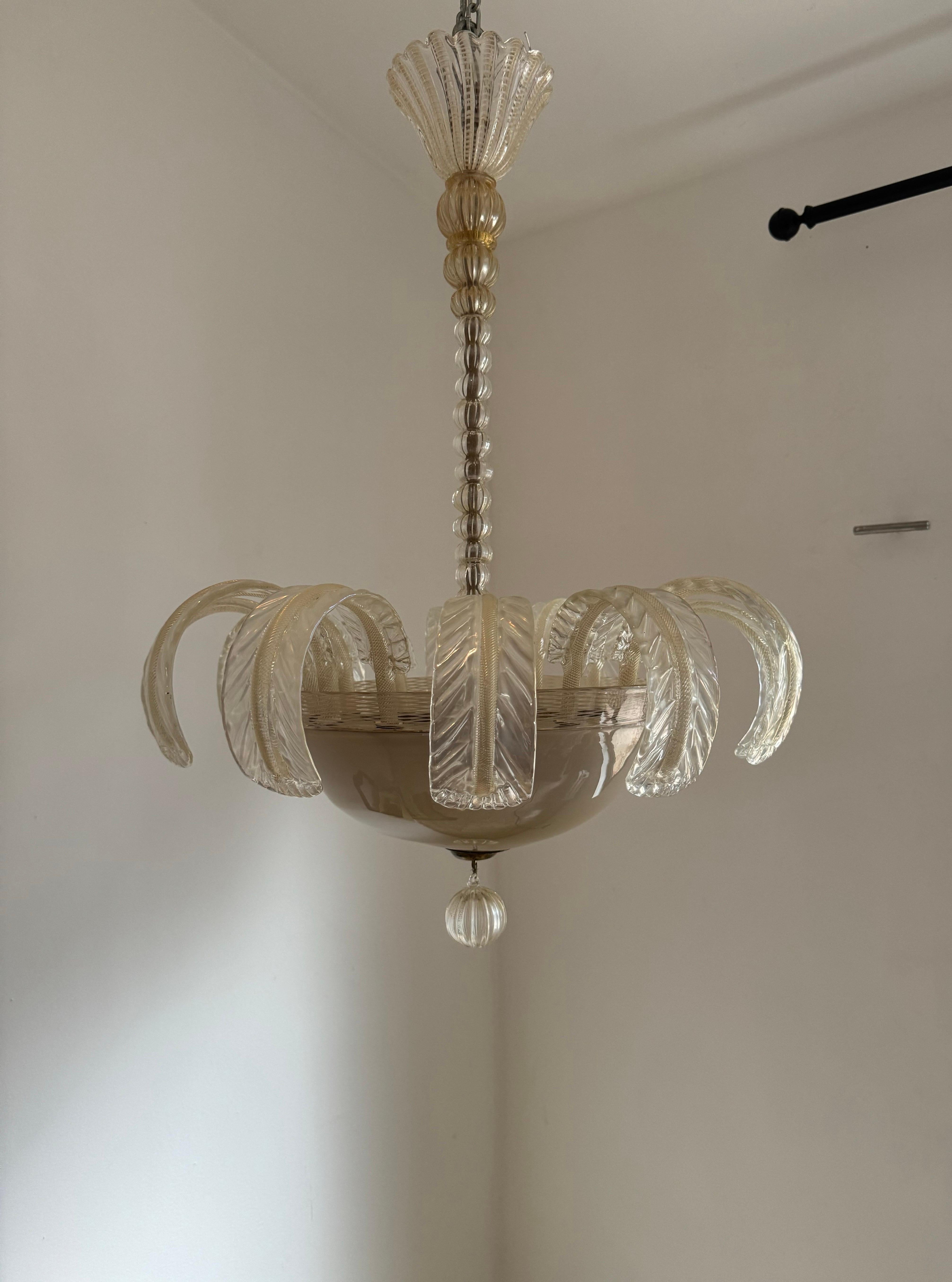 20th Century 1920’s Murano Chandelier attr. to Barovier e Toso For Sale