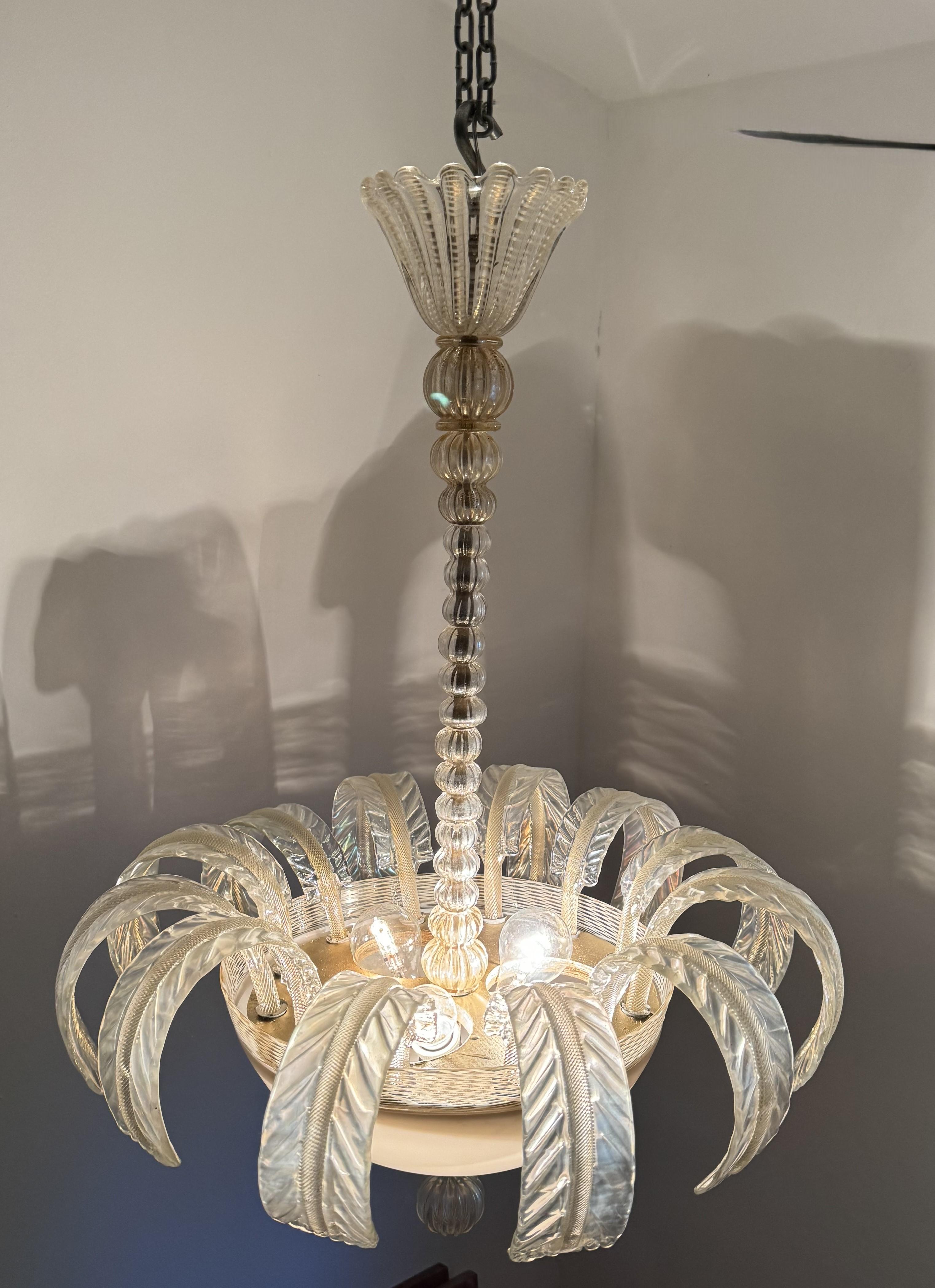 Art Deco 1920’s Murano Chandelier attr. to Barovier e Toso For Sale