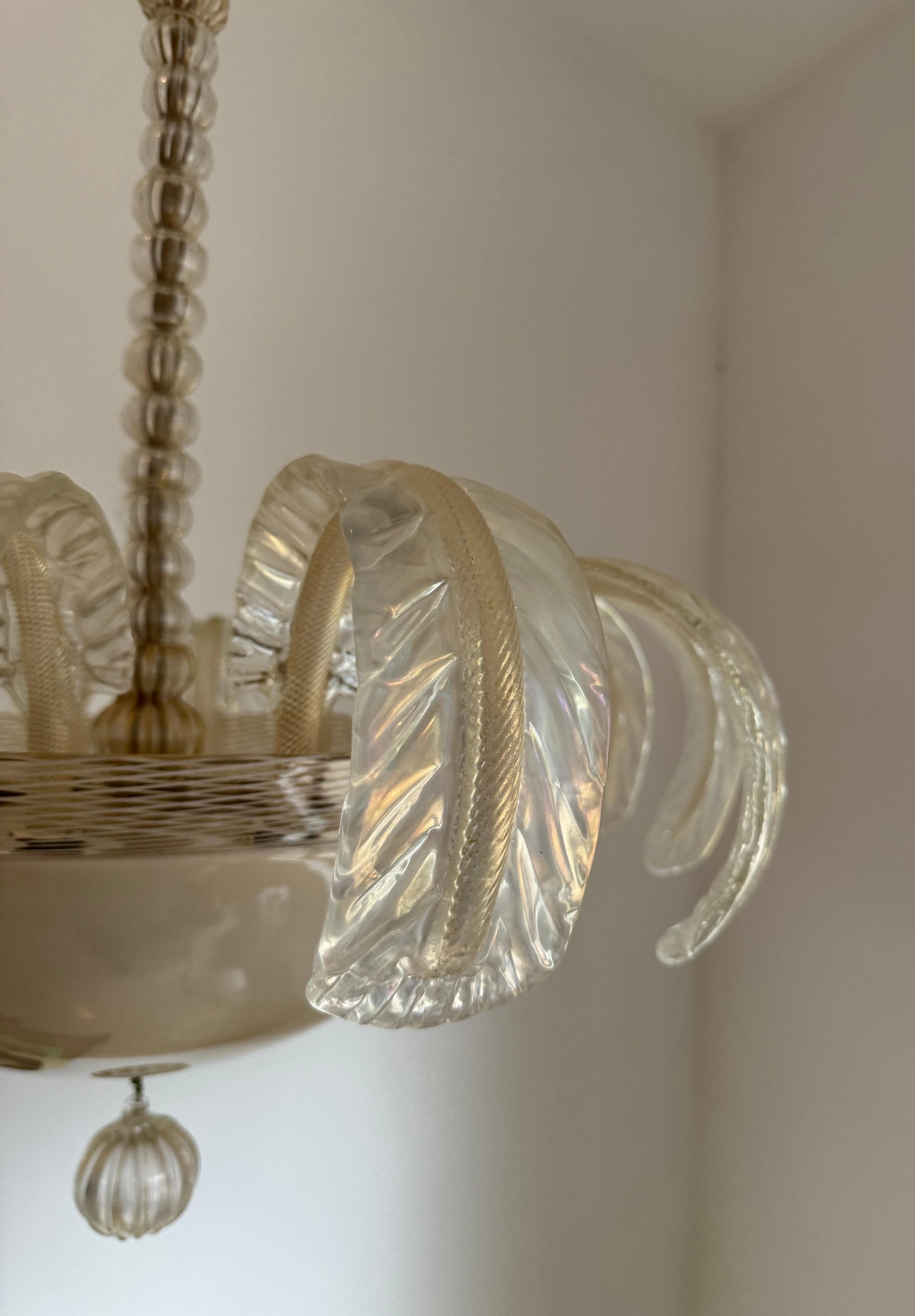 Murano Glass 1920’s Murano Chandelier attr. to Barovier e Toso For Sale