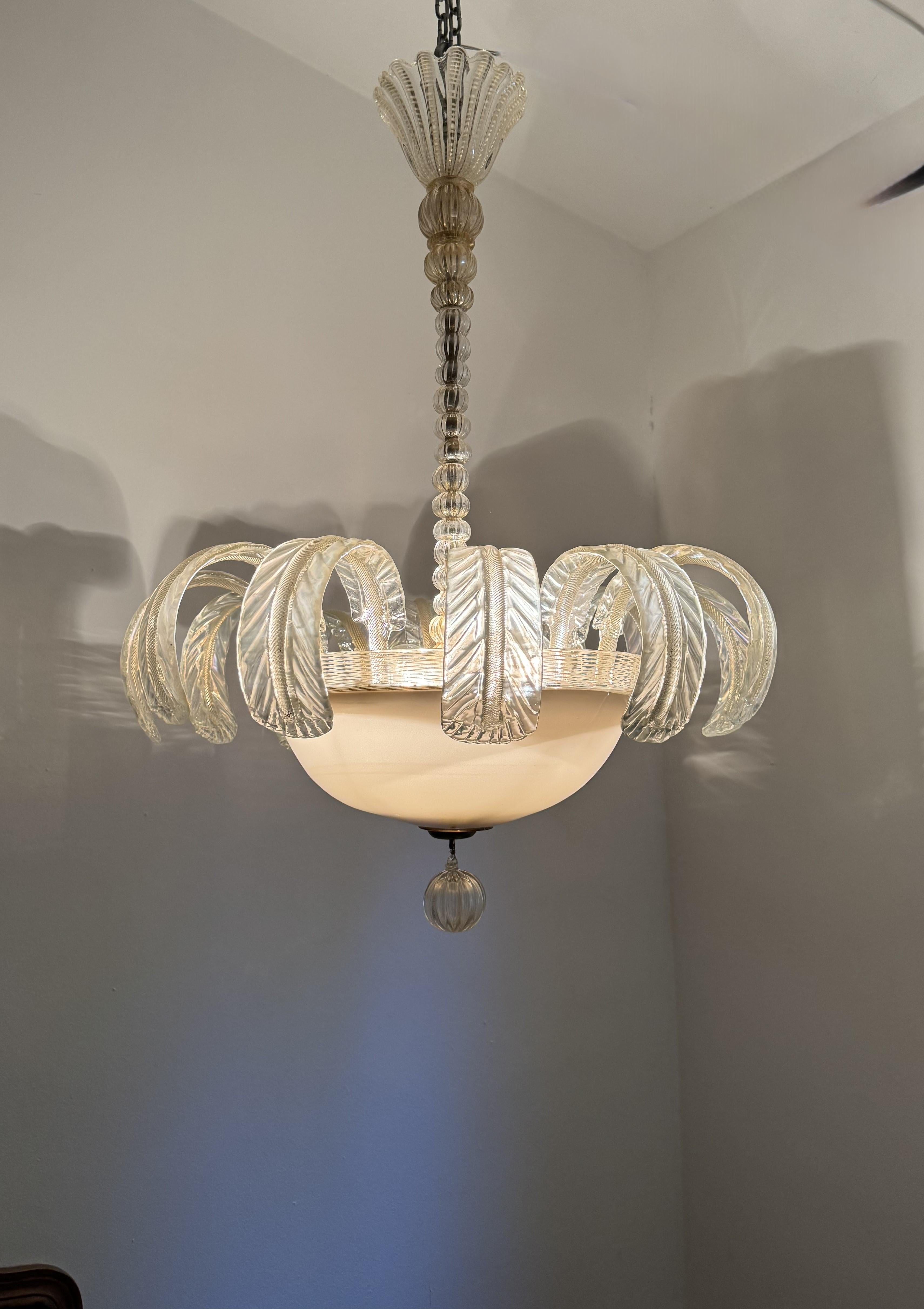 1920’s Murano Chandelier attr. to Barovier e Toso In Good Condition For Sale In Merida, Yucatan