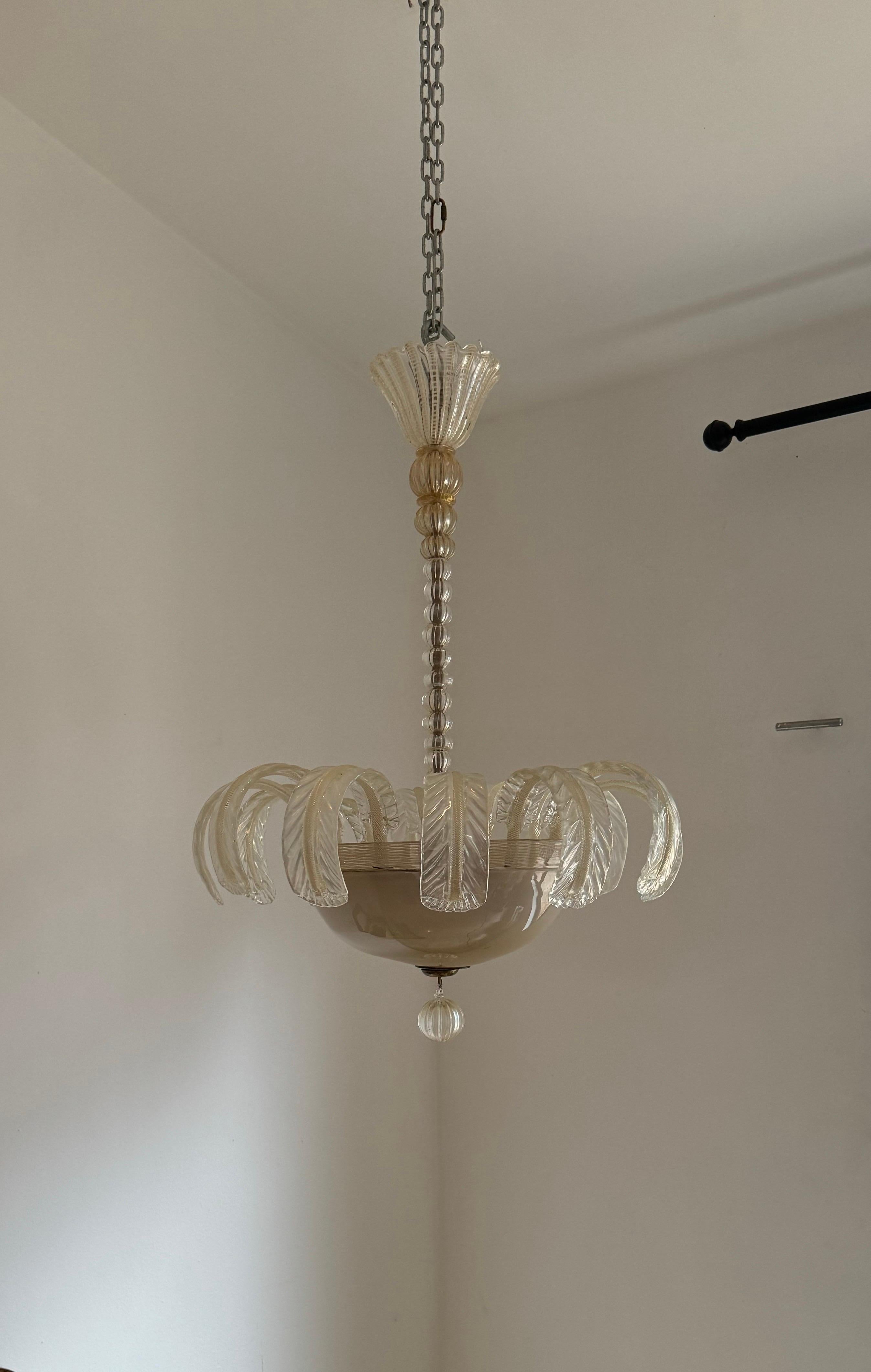 1920’s Murano Chandelier attr. to Barovier e Toso For Sale 4
