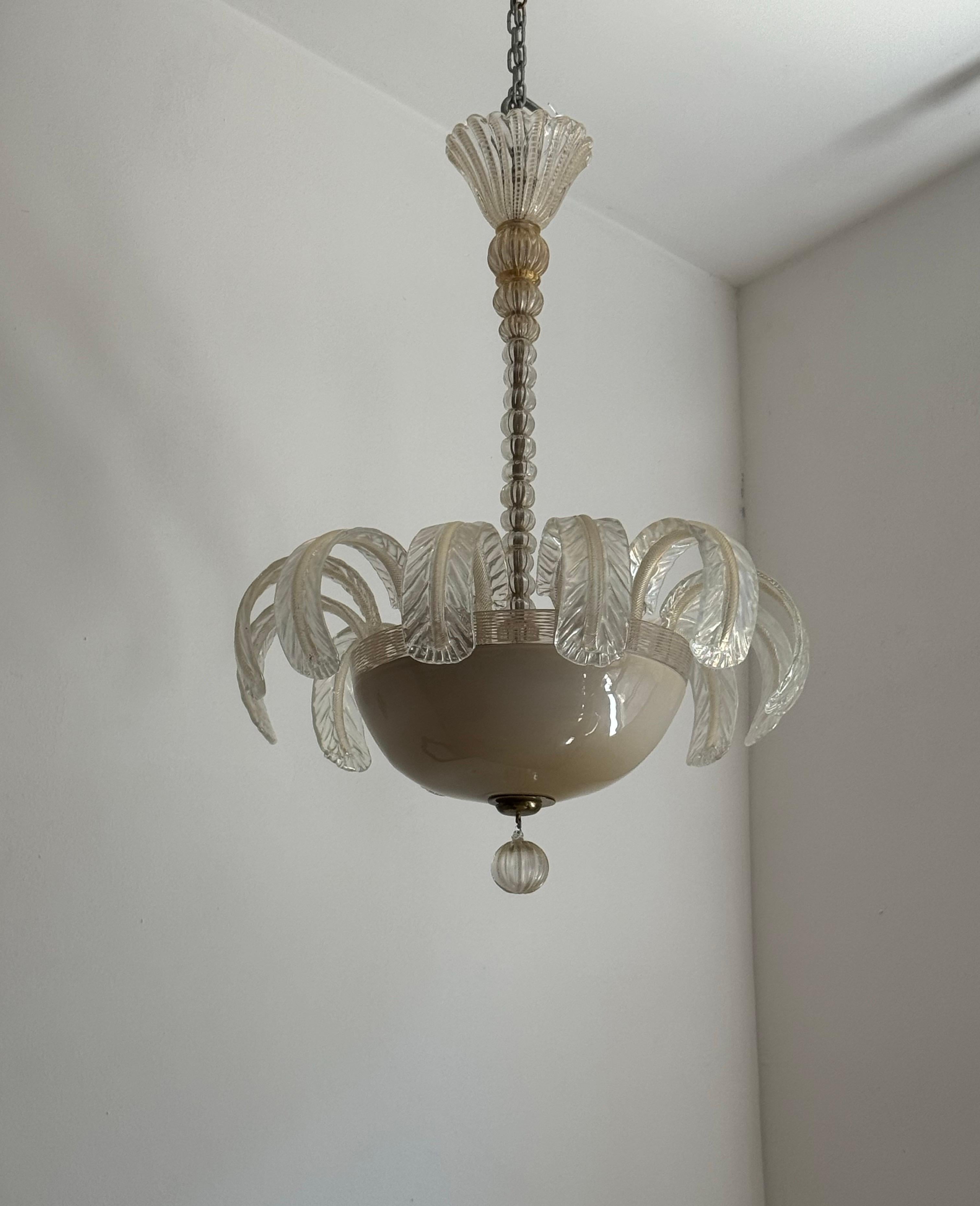 1920’s Murano Chandelier attr. to Barovier e Toso For Sale 5